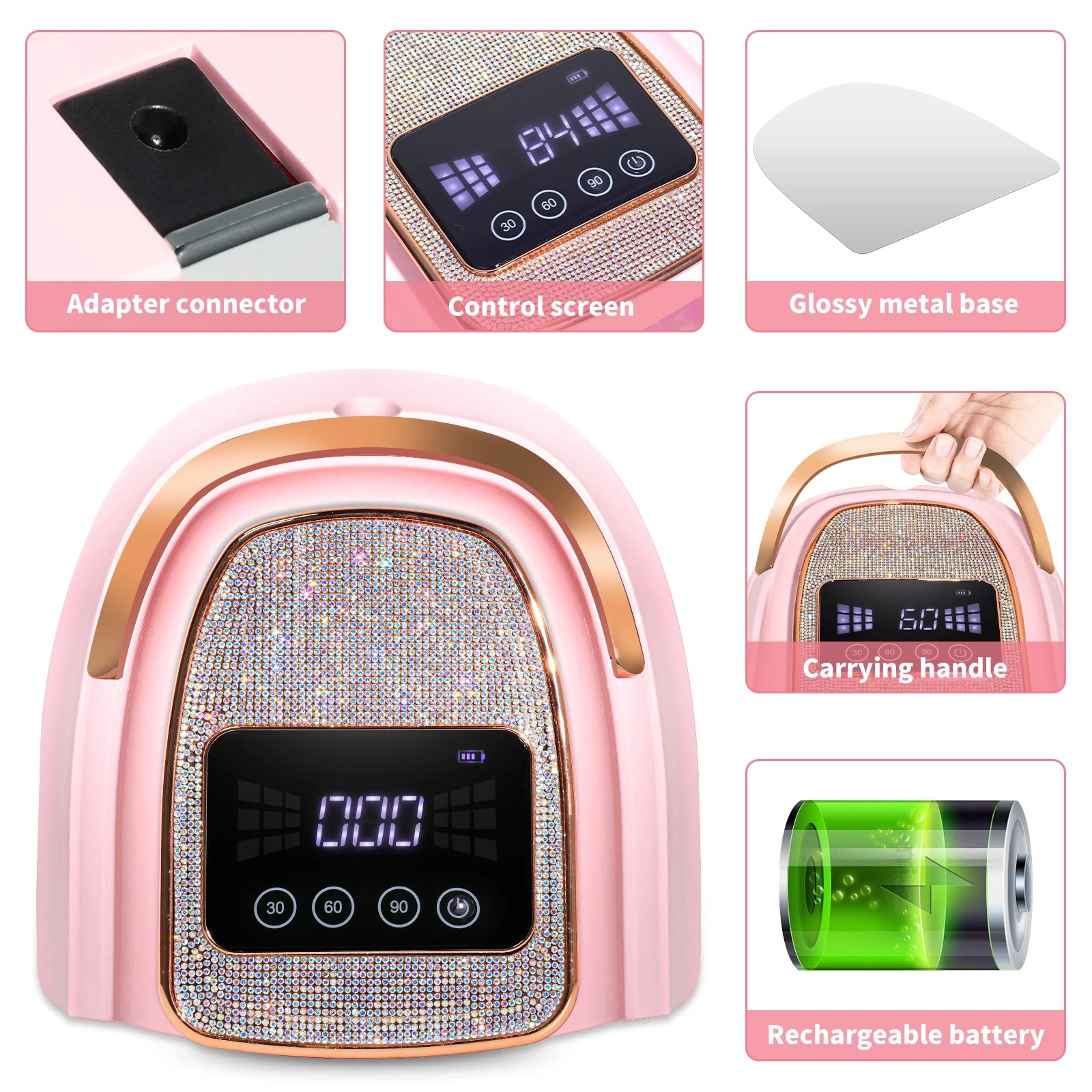 Professional UV LED Nail Lamp Rechargeable 30 LED Nail Dryer Suitable for All Gel Nail Polish Curing Lamps Manicure Salon Tools