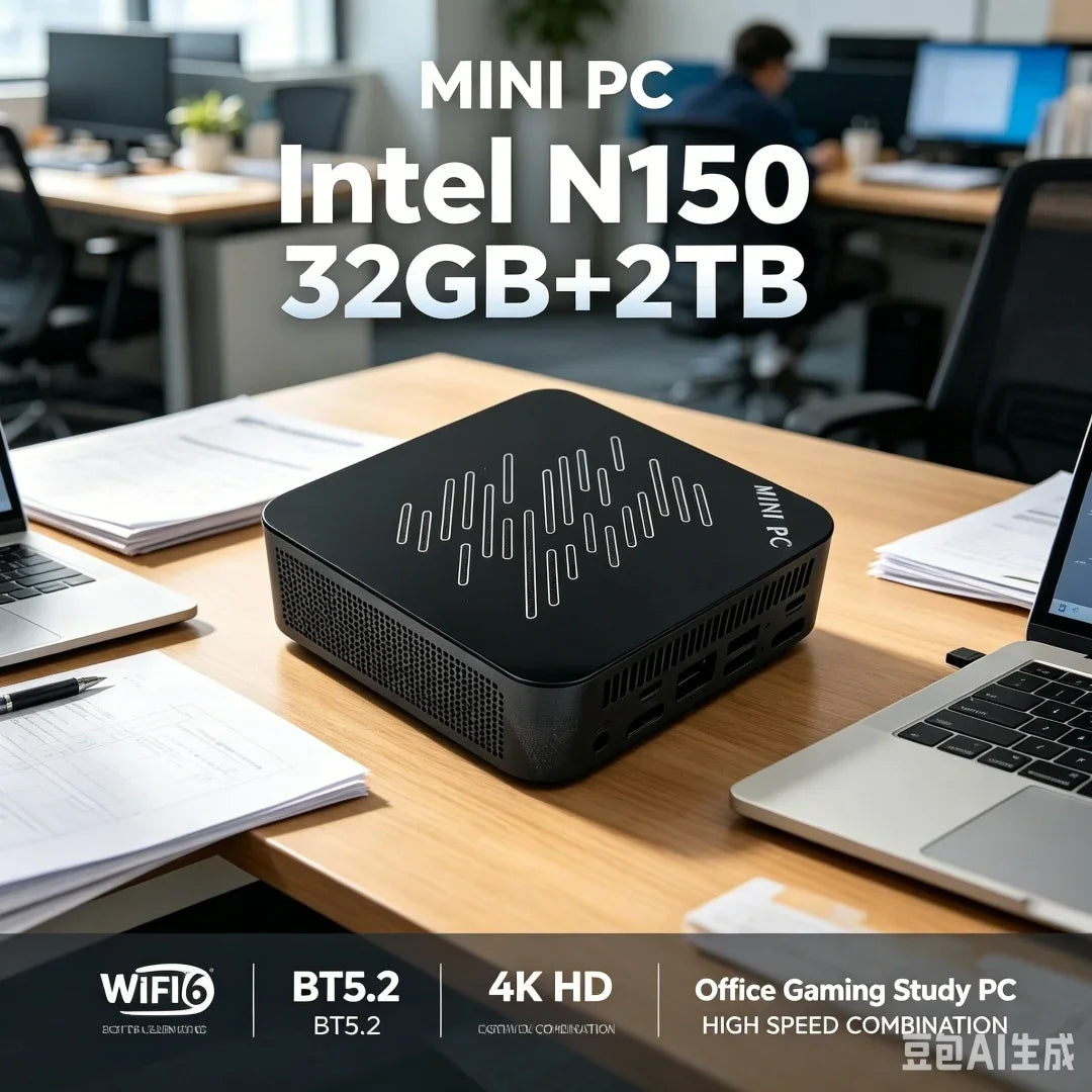 Mini PC Computer Intel Core N150 PC Gaming Computer 8/16GB RAM 1TB 2TB M.2 SSD WiFi 6 BT5.2 4K HD Portable Desktop Pc