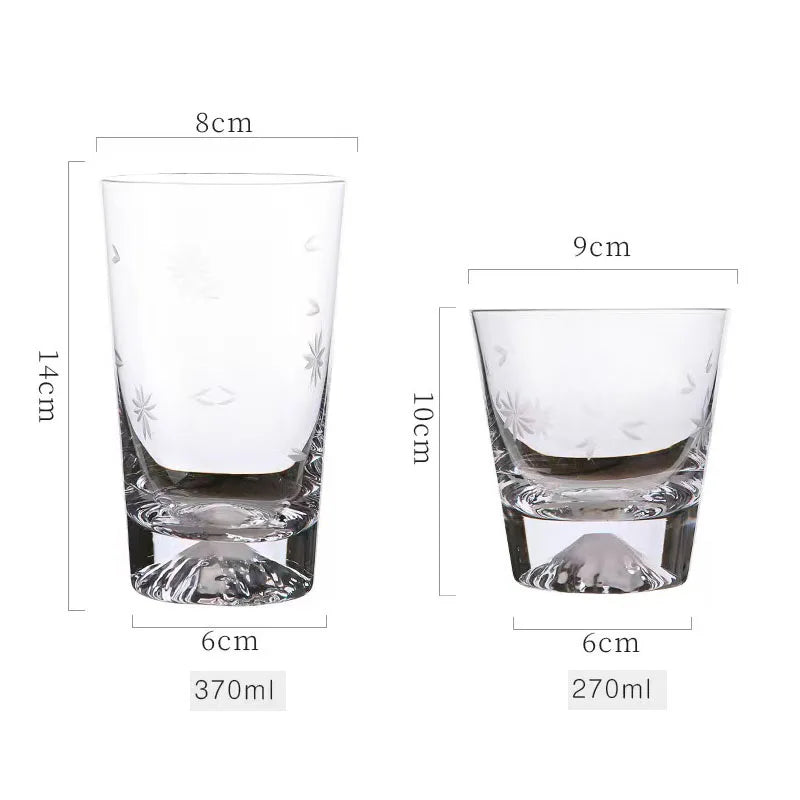 Transparent Snow Peak Tumbler,Fuji Mountain Whiskey Glass,Modern Whisky Drinking Glass，Luxury Scotch Glass,Artistic Rock Glass