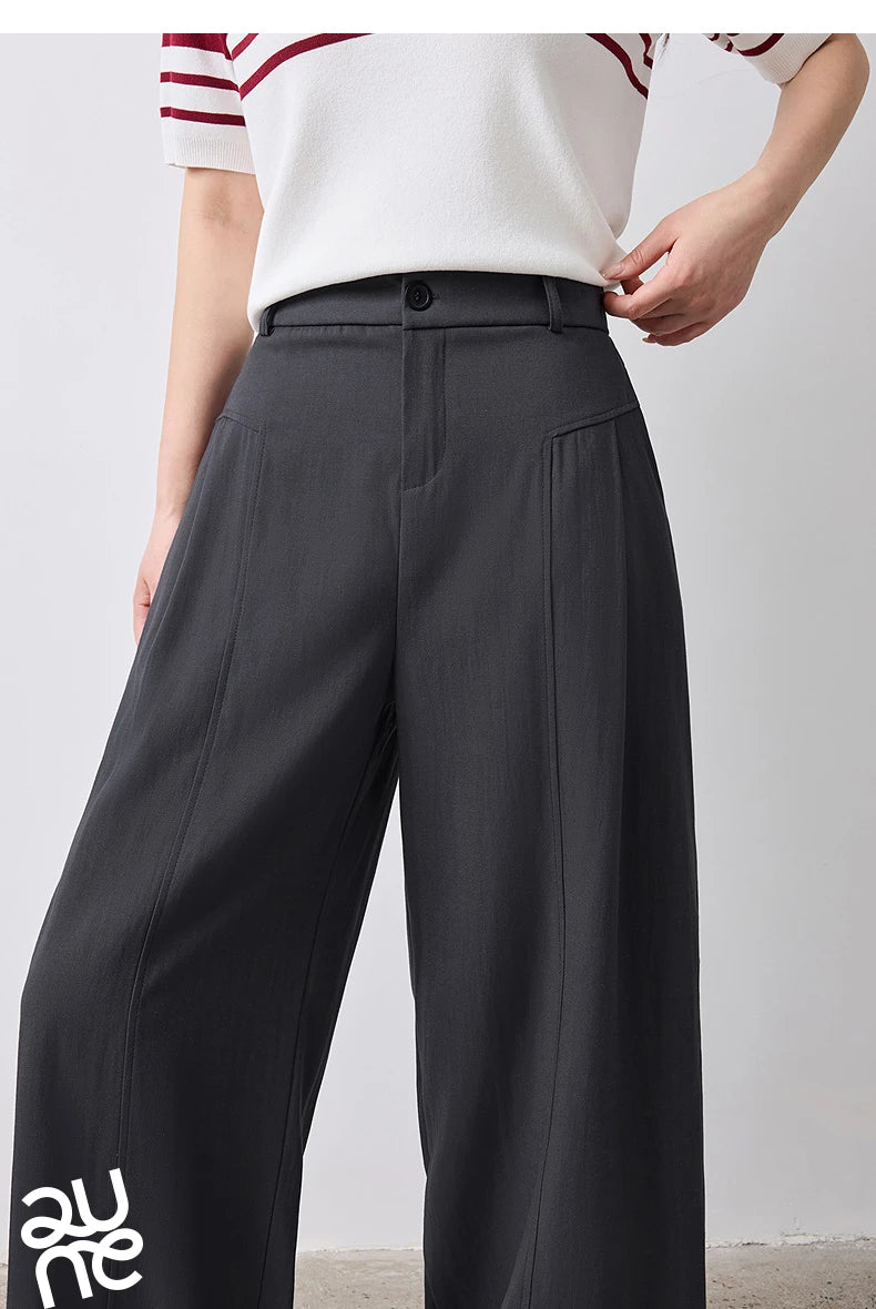 TOYOUTH Women Wide Leg Pants Summer 2026 Textured 3D Pleated Design Hip Covering Loose Breathable Comfortable Casual Daily Style