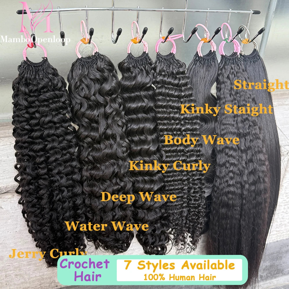 Water Wave Crochet Human Hair Extensions No Shedding Invisible Crochet Feather Braiding Natural Color Body Wave Hair Extension