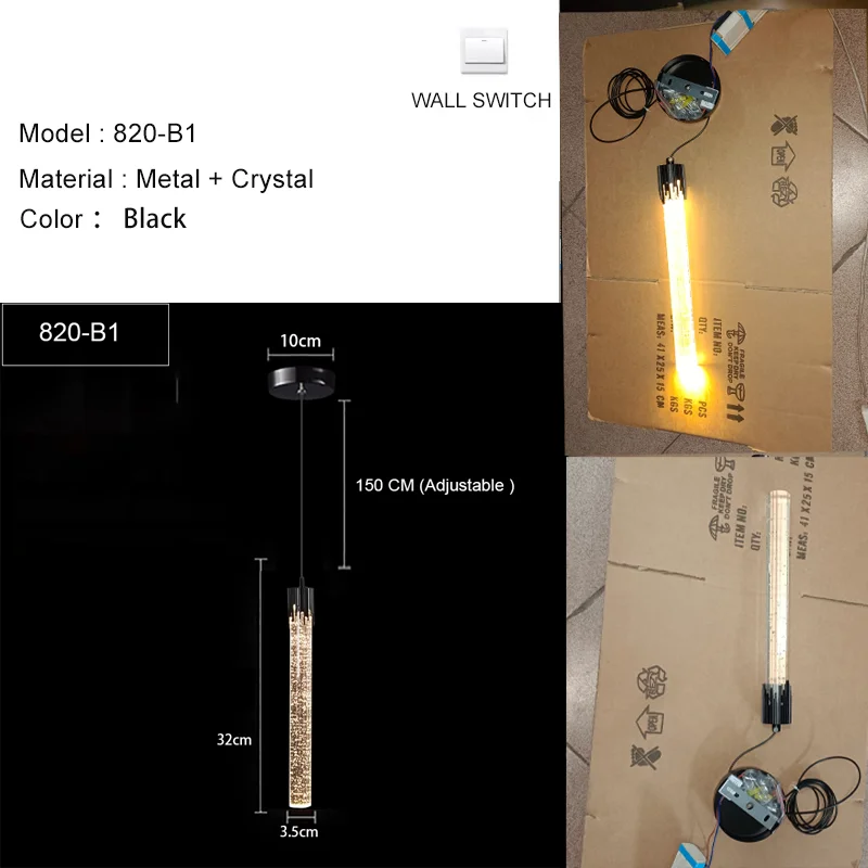 Modern Pendant Light Fixtures Crystal Led Bar Hanging Bedside Lamps Living Room Bedroom Indoor Lighting Creative Home Decor Bar