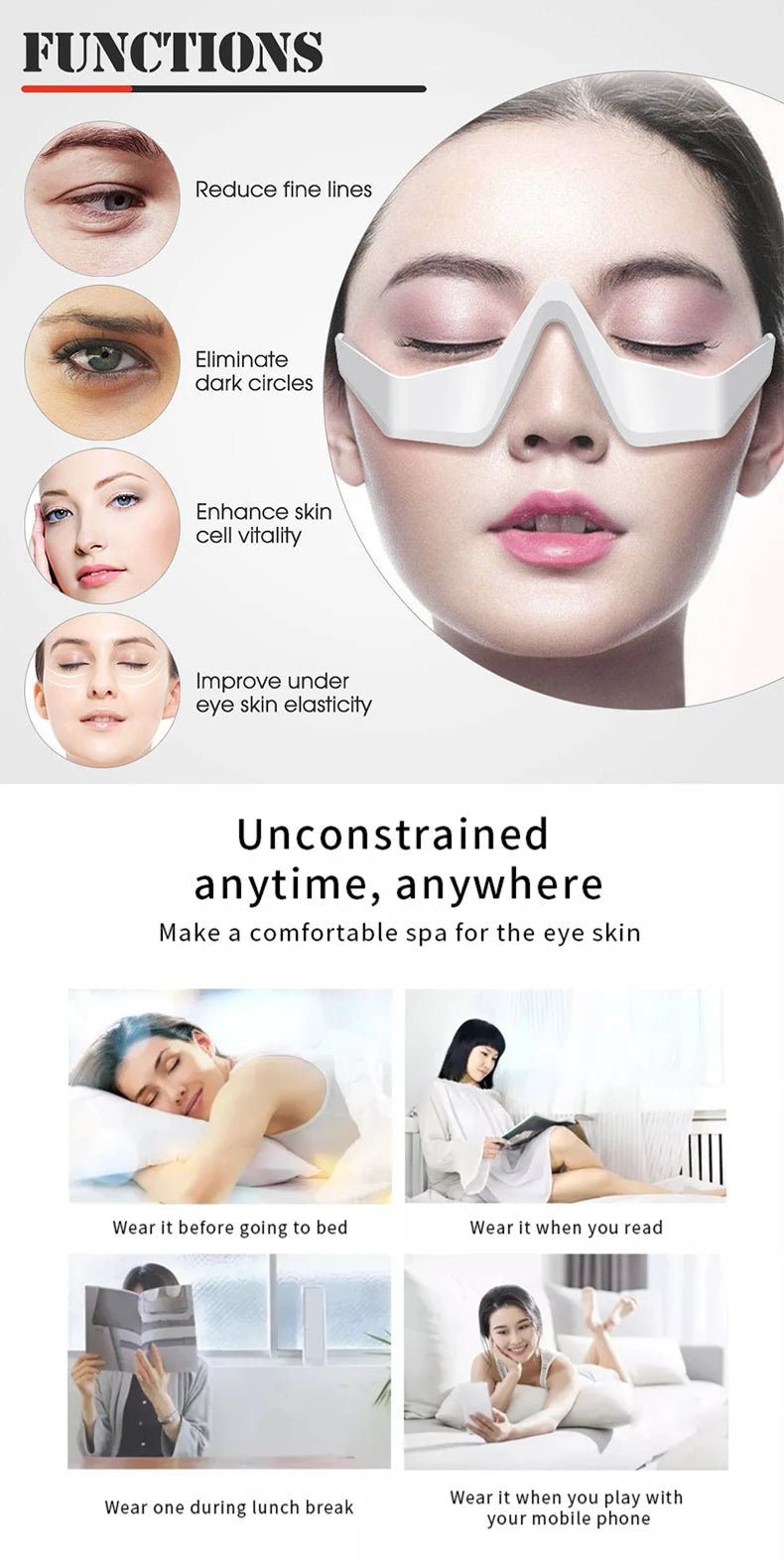 Beauty Device Eye Massager Relieves Eye Fatigue Eyes Massage Glasses Eye Fatigue Relief Massager Under-Eye Glasses Massager