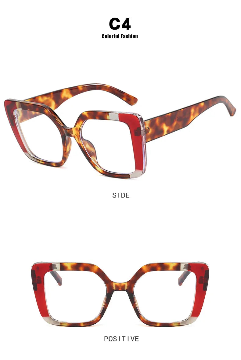 European-style square large-frame glasses with fashionable multiple colors, suitable for ladies, anti-blue light glasses