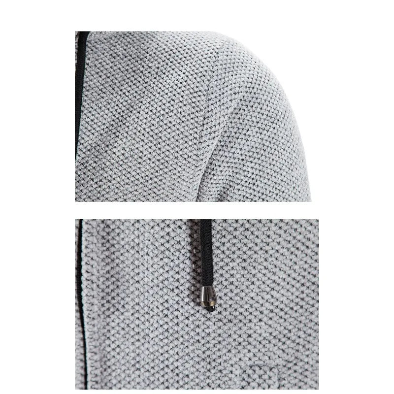 KIDWHXR Man Autumn Winter Cardigan Jacket Fleece Warm Hooded Sweater Coat Male Mid Length Long Sleeve Male Casual Outerwear