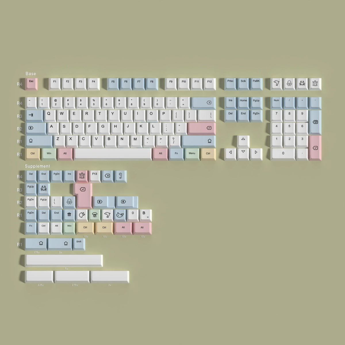 Chalk Keycaps 151 Keys Big Set Cherry Profile JCM Pbt EN/KR Split Alice 7u Space Bars For Mechanical Keyboard HI75 Wooting