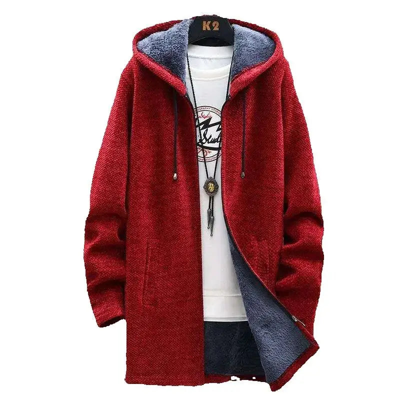 Winter Fleece Cardigan Men Thick Hooded Sweaters Coats Mens Warm Knitted Sweater Jackets Causal Hoodie Cardigan Mens Clothing
