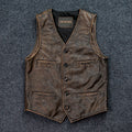 Summer Cow Leather Male Camisole Vest Coat Cowhide Leather Mens Waistcoat Veskit Vests Summer Slim Fit Dress Suit Top Vests
