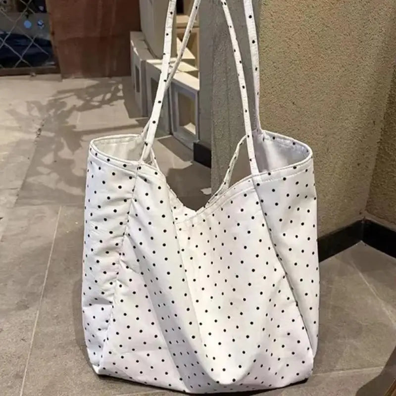 ★▲Large Capacity Polka Dot Tote Bag for Women Durable Canvas Ideal for Work and Shopping
