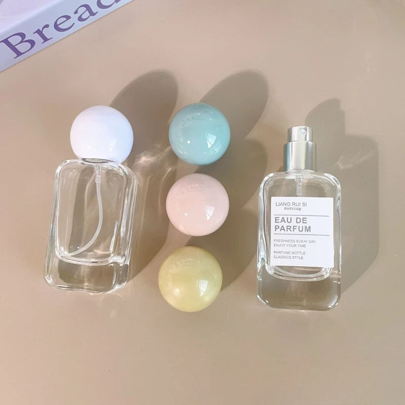 50ML 30ML Empty Clear Glass Spray Bottle Wood/plastic Lid Perfume Bottle Refillable Bottle Dispenser Fine Mist Portable Travel