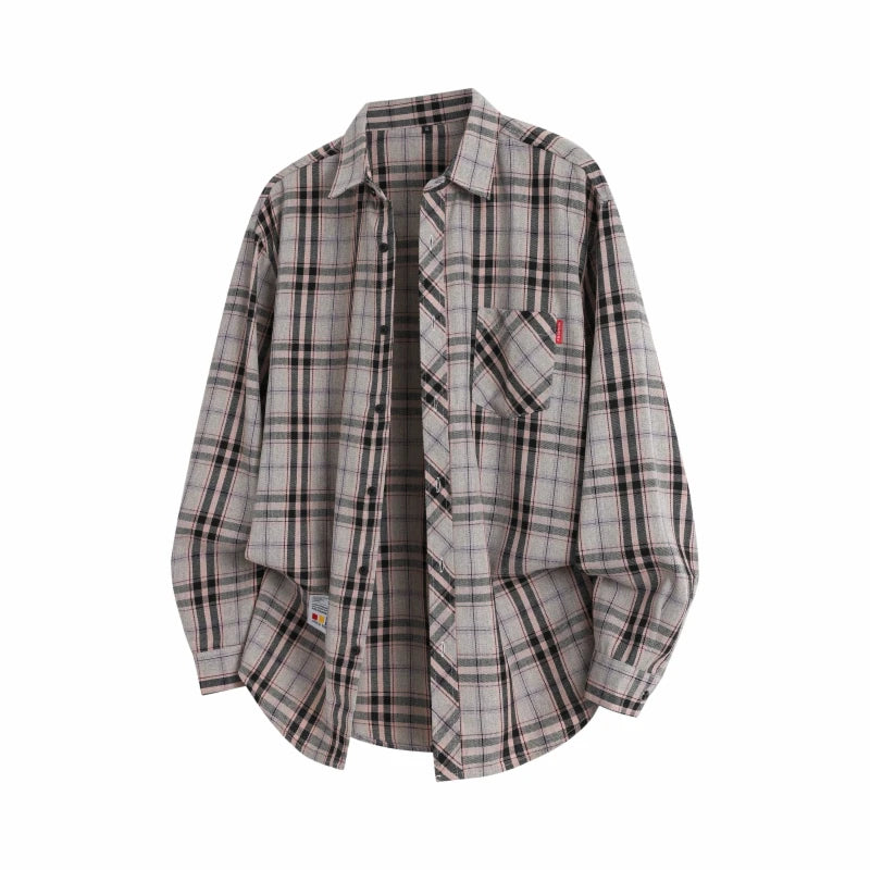 Men Shirt Plaid Flannel Long Sleeve Plus Size Loose Hip Hop Street Mens Casual Shirt Oversized Male Soft Dress Shirt Dropshippig