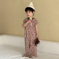 2026 New Infants Kids Matching Clothing Set Cartoon Print Pleated 2 Pieces Suit Tank Top Trousers Soft Loose Streetwear Homewear
