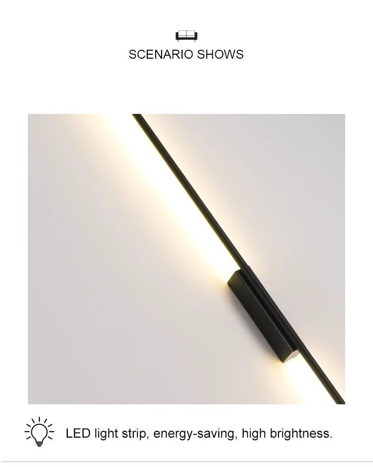 Modern LED Wall Lamp Bedroom Decoration Indoor Fixture Living Minimalist Lines Black Light Sconces Stair Hallway Wall Lights