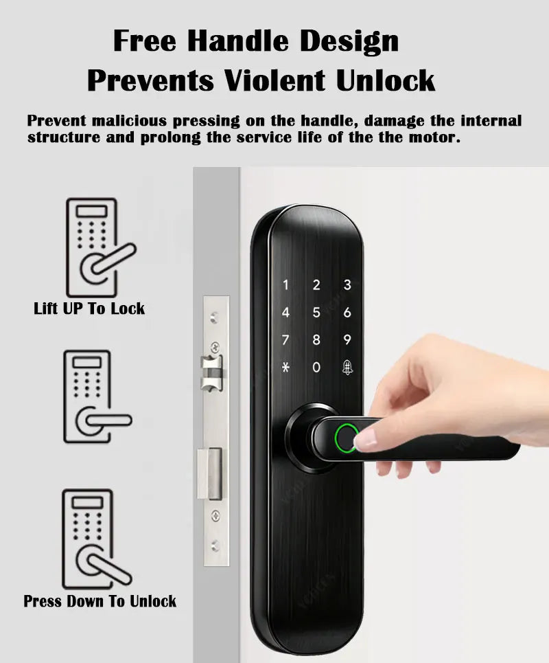 TTLock / Tuya WiFi Smart Fingerprint Door Lock Biometric Digital Lock with RFID Card Password for Hotel Home