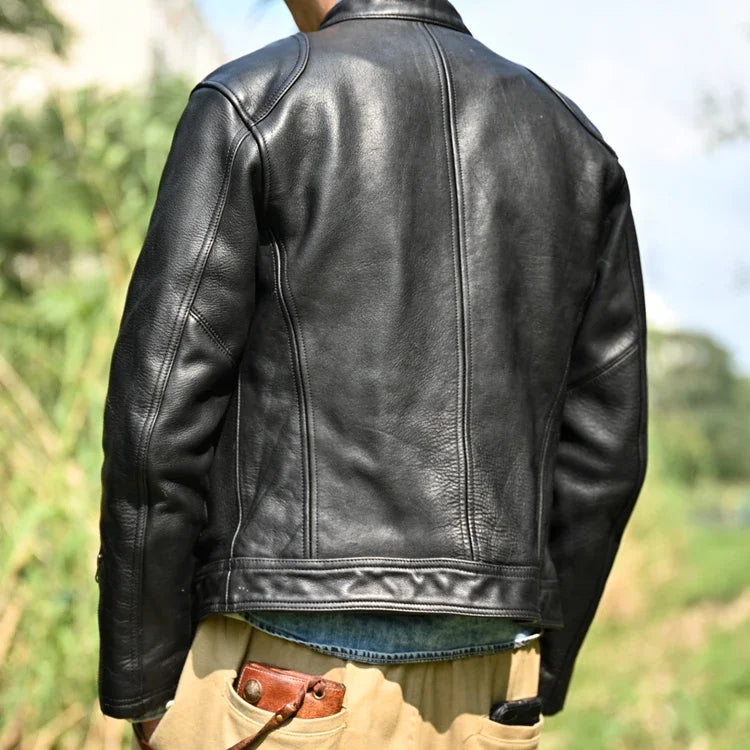 2023 New Genuine Leather Jacket Men 1.6 Thick Full-grain Top Layer Cowhide Natural Leather Clothes Men's Leather Jacket Chaqueta