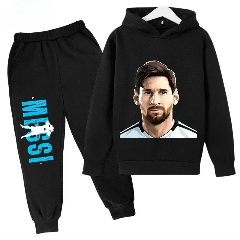 Spring Autumn Children's Set Sports Messi Print Hoodie Set Pants Suit 2pcs Set Boys Girls Kid Clothing Casual Fashion Tracksuit