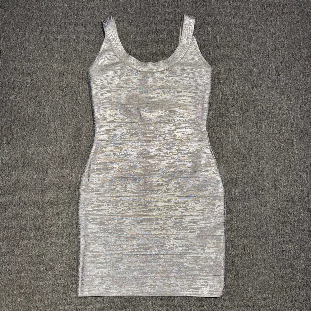 Summer New Hot Stamping Spaghetti Strap Bandage Dress Sexy Backless Club Party Mini Dresses
