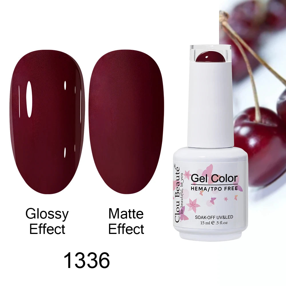 Clou Beaute HEMA TPO FREE Caramel Brown Wine Red Coffee Gel Nail Polish High Pigment Autumn Nail Art Full Coverage UV Varnish