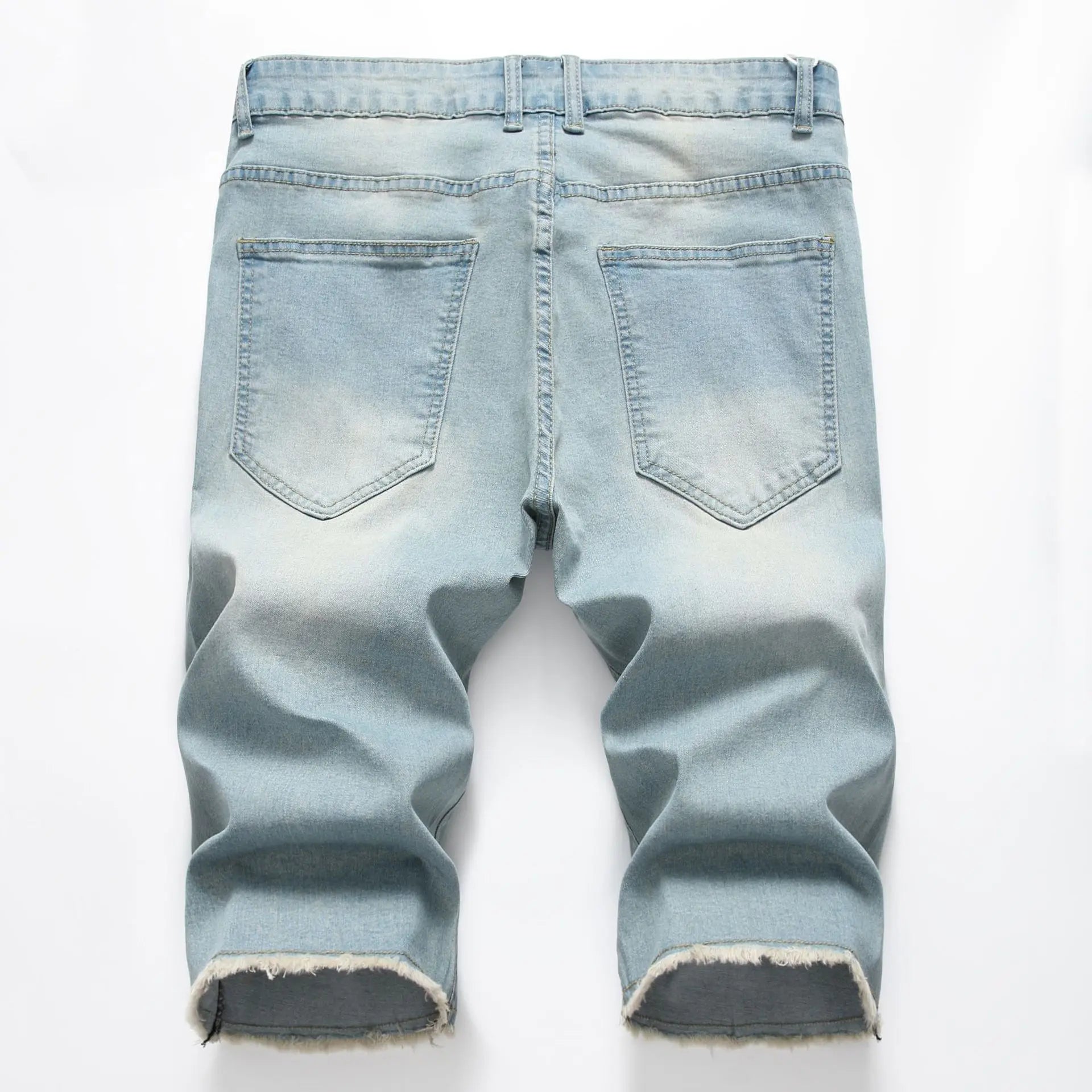 2026 New Denim Shorts for Men Fashion Casual Stretch Straight Short Jeans Men Summer Trend Holes Slim Fit Cowboy Short Trousers