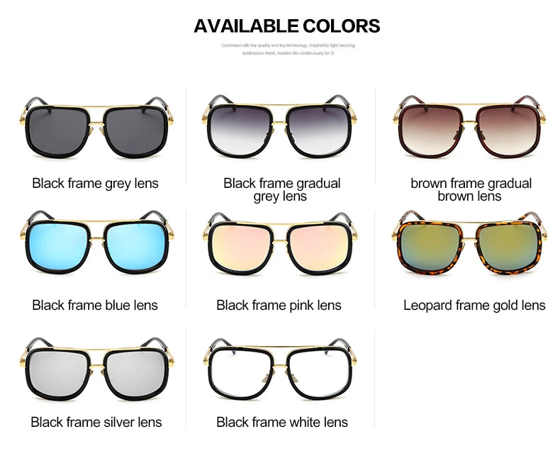 New Fashion Big Frame Sunglasses Men Square Metal Sun Glasses Women Retro Sun Glasses Vintage High Quality