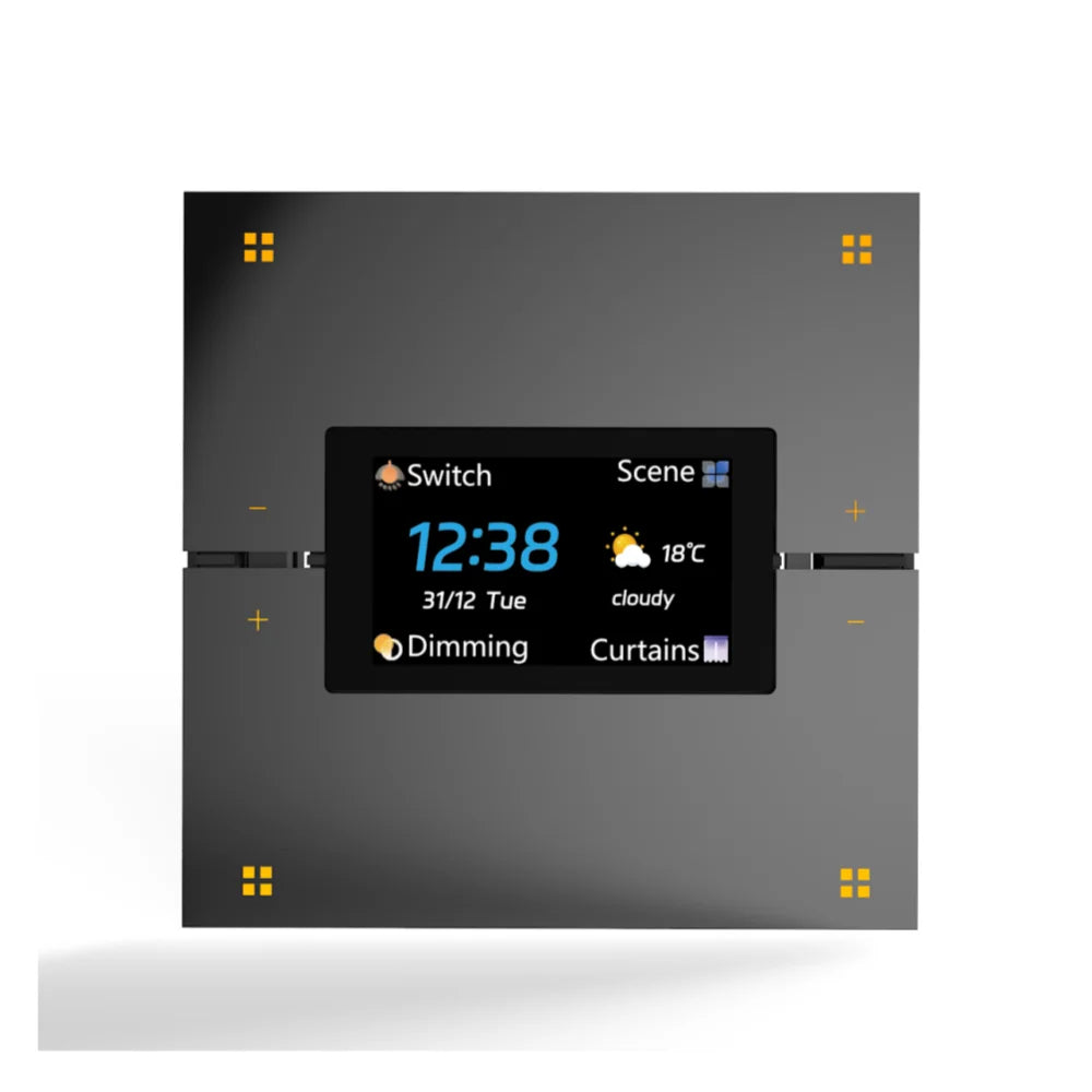 M9 Pro 8-Button UK Tuya Smart Wall Light Switch Aluminum Touch Display IPS Dimmer Scenes Zigbee for Hotel Home Voice App Control
