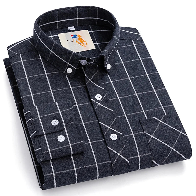 8XL Classic Plaid Men's Flannel Shirts Men Long Sleeve Casual Men's Flannel Shirts Men Long Sleeve Casual Big Size Single Pocket