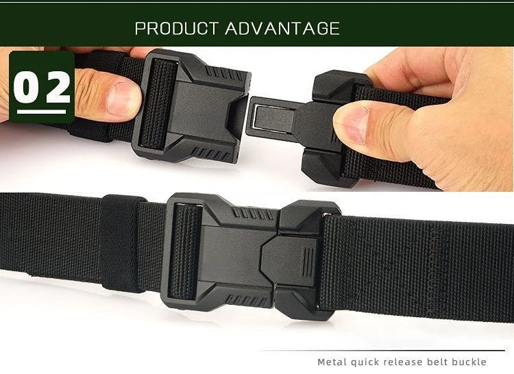 Nylon Tactical Belt Men Automatic Buckle Quick Release Military Belt Outdoor Casual Workwear Training Pants Heavy Duty Web Belt