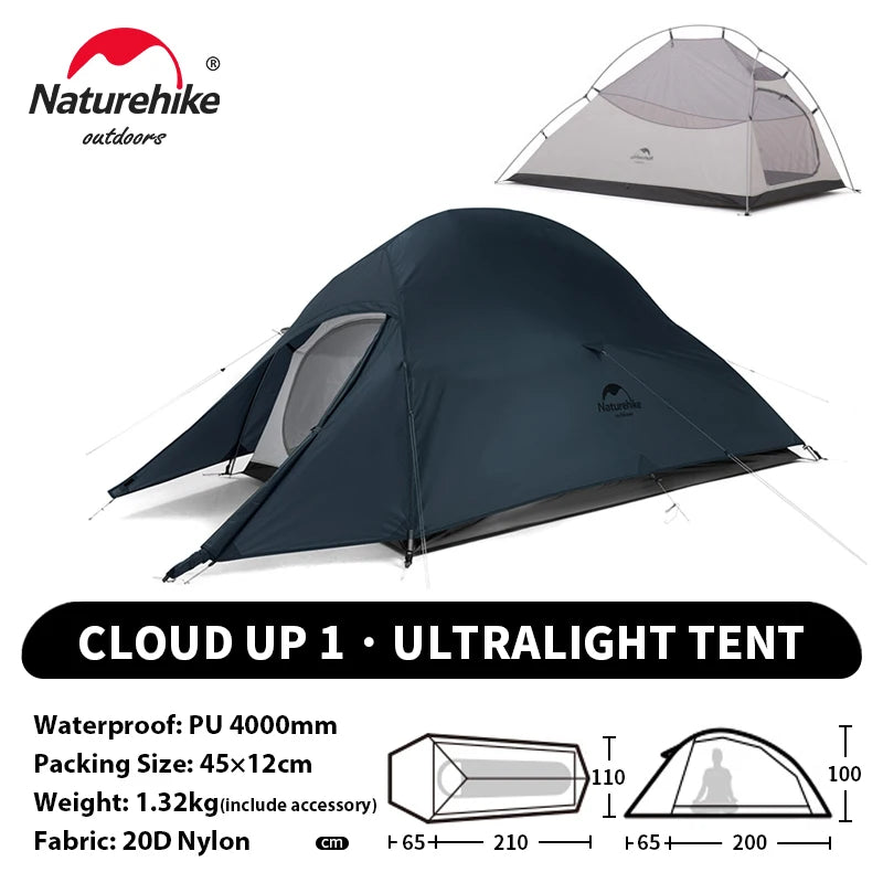 Naturehike Cloud Up 1 Upgraded Tent Ultralight Camping Tent Waterproof Outdoor Hiking Travel Tent Backpacking Cycling Tent