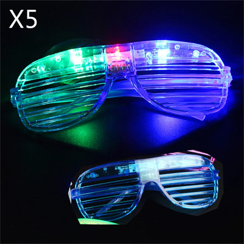 5Pc LED Luminous Blinds Glasses Adult Children Role Playing Props Halloween Party Wedding Bachelorette Party Bar Gift Decoration