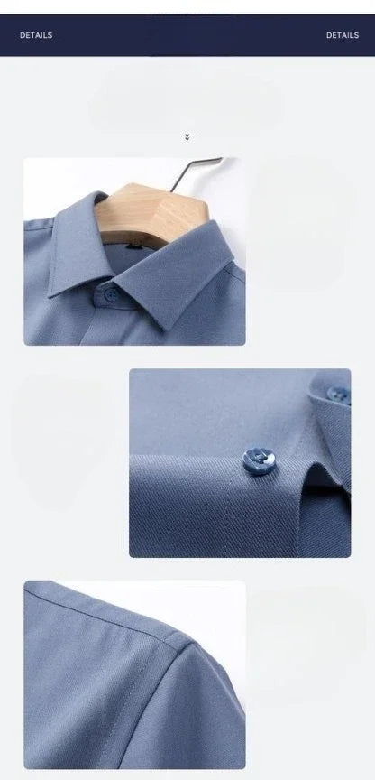 New in Shirt High Quality Solid Color Wool Long Sleeve Shirts for Men Slim Fit Formal Shirt Soft White Business Casual Clothes
