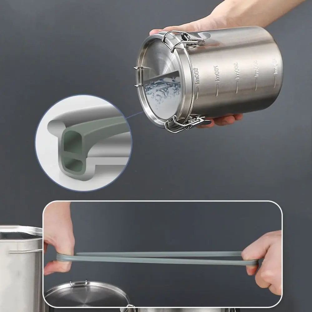 520/1000/1600/2500ml Stainless Steel Storage Tank Leak-Proof with Scale Grain Storage Box Airtight Sealed Grains Sealed Bucket