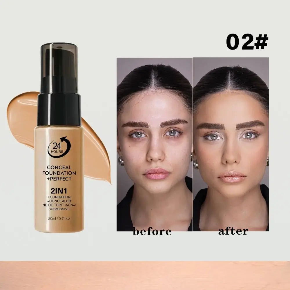 New Waterproof Liquid Foundation Oil-Control Matte Face Foundation Cream Full Coverage Creamy Texture Foundation Concealer Cream