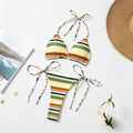 Women's Sexy Retro Striped Triangle Bikini Set 2026 New Tie Side Halter Neck Swimsuit Beach Vacation Bathing Suit