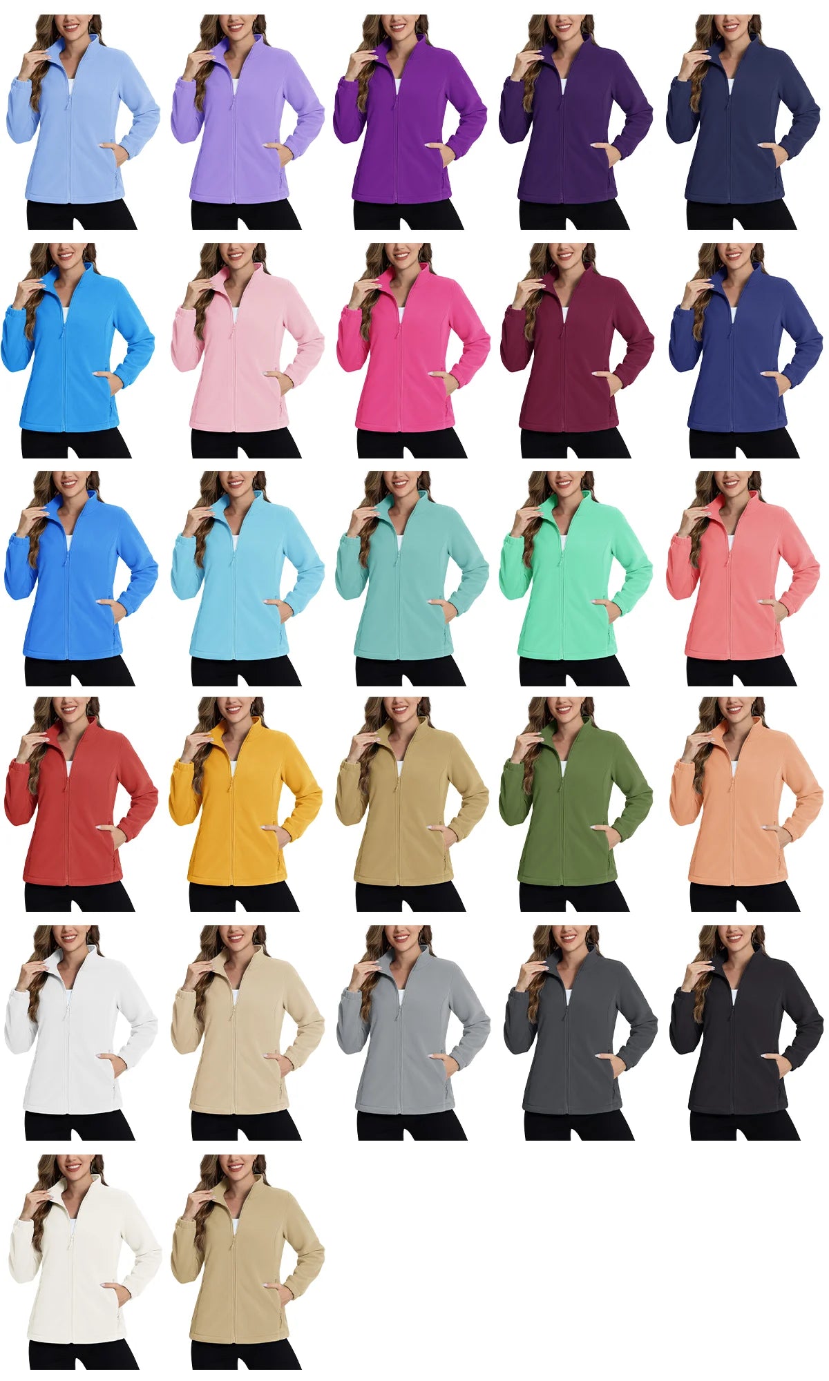 TACVASEN Women's Winter Fleece Jacket Lightweight Full Zip Sweatshirts Coat Casual Zipper Soft Warm Sweaters Outwear Female