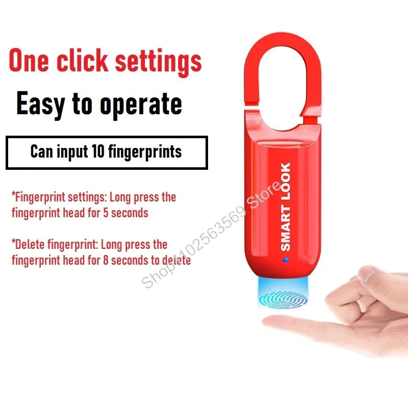 Mini Fingerprint Padlock USB Keyless Luggage Lock Electronic Lock Smart Biometric Fingerprint Door Lock Quick Unlock for Travel