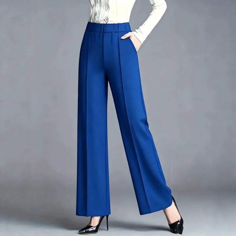 Women High Waist Draped Wide Leg Suit Pants Loose Slimming Straight Casual Versatile Trousers Multiple Colors Daily Commuter