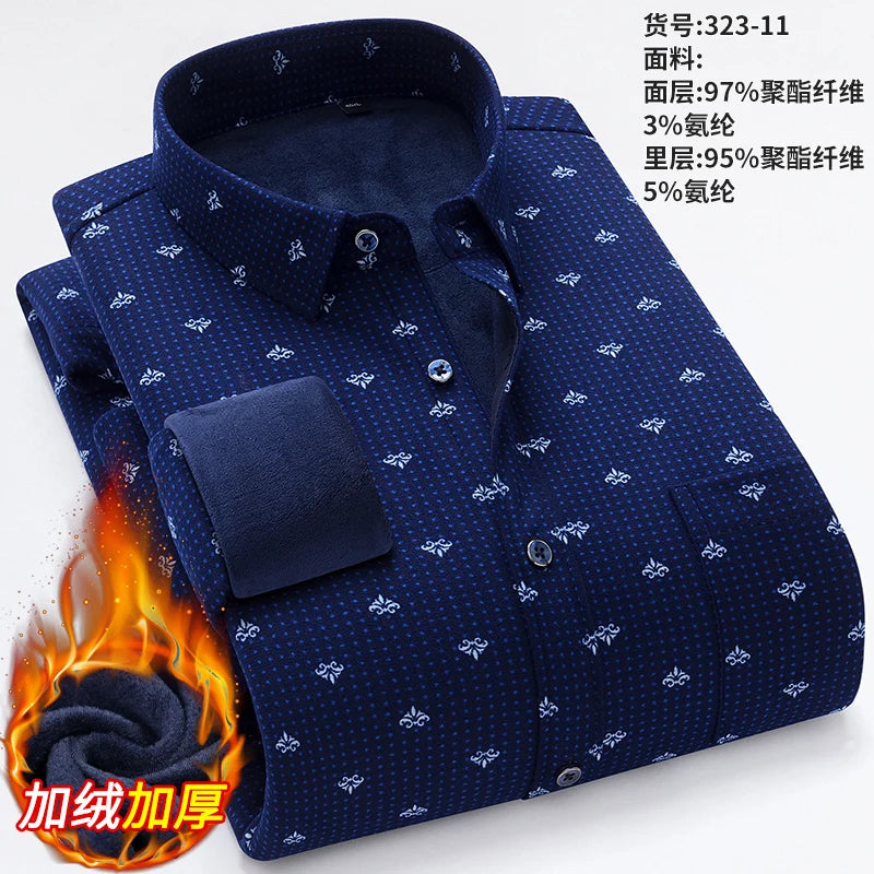 New Men's Autumn Winter Casual Long Sleeve Plaid Shirts Thick Warm Male Casual High Quality Soft Plus Size Business Check Shirts