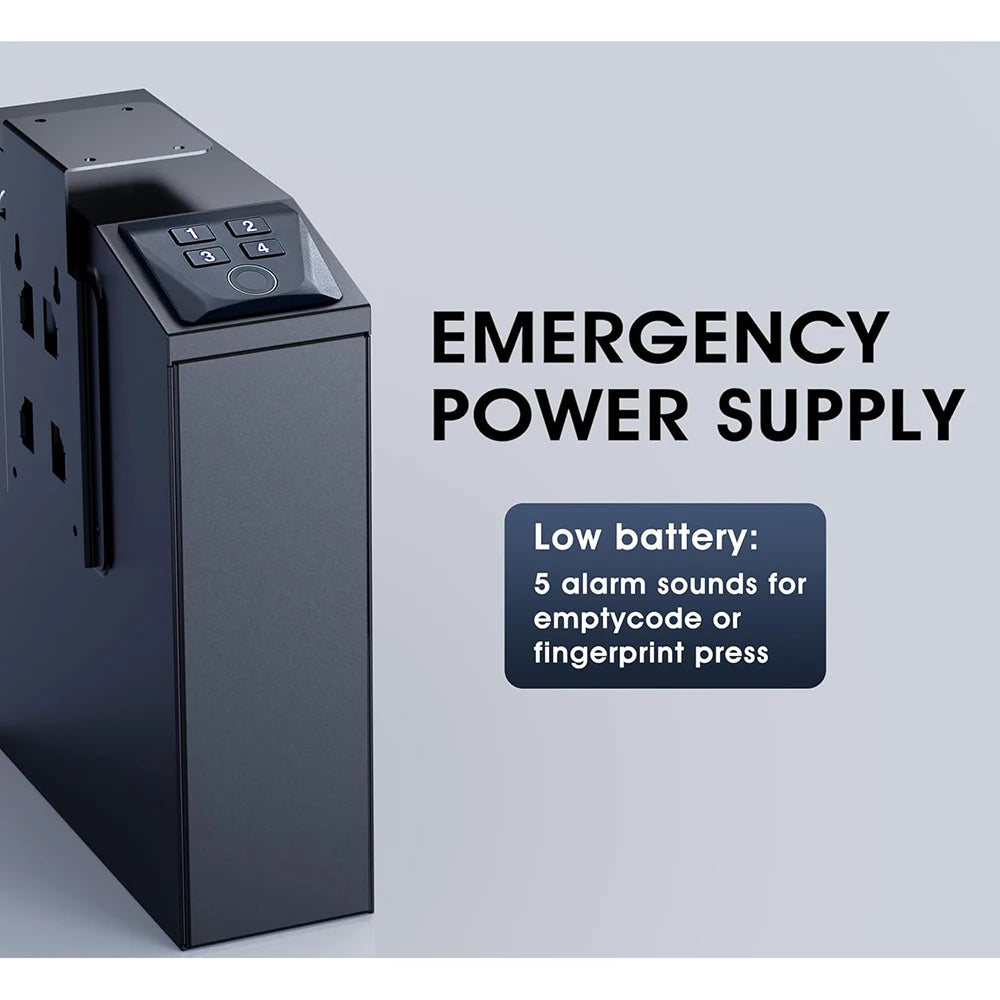 Biometric Gun Safe, 4 Ways Unlock with Fingerprint, Key Access, PIN Code, Mounted Nightstand Pistol Safe and Gun Lock Box
