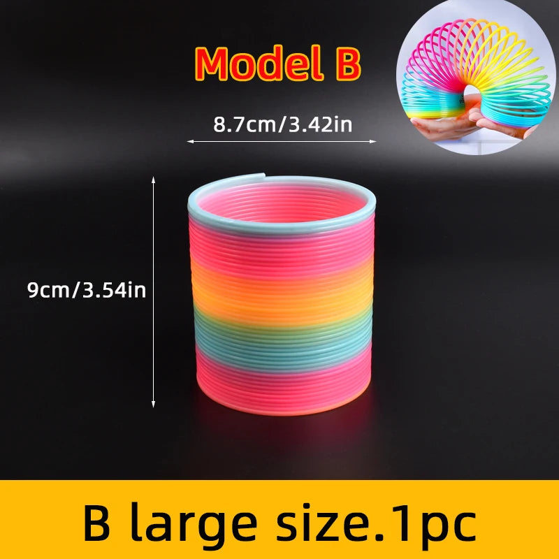Multi-Size Rainbow Magic Spring Ring Toys Children's Birthday Party Gifts Guest Giveaways Small Gifts Pinata Flexible Fun Toys