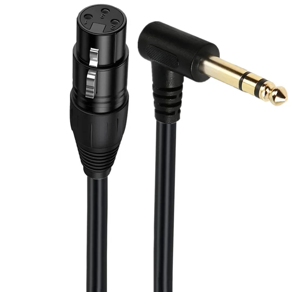 90-degree right-angle 1/4-inch TRS to XLR male balanced signal interconnect cable 1/4-inch to XLR female jumper cable 0.5 meters