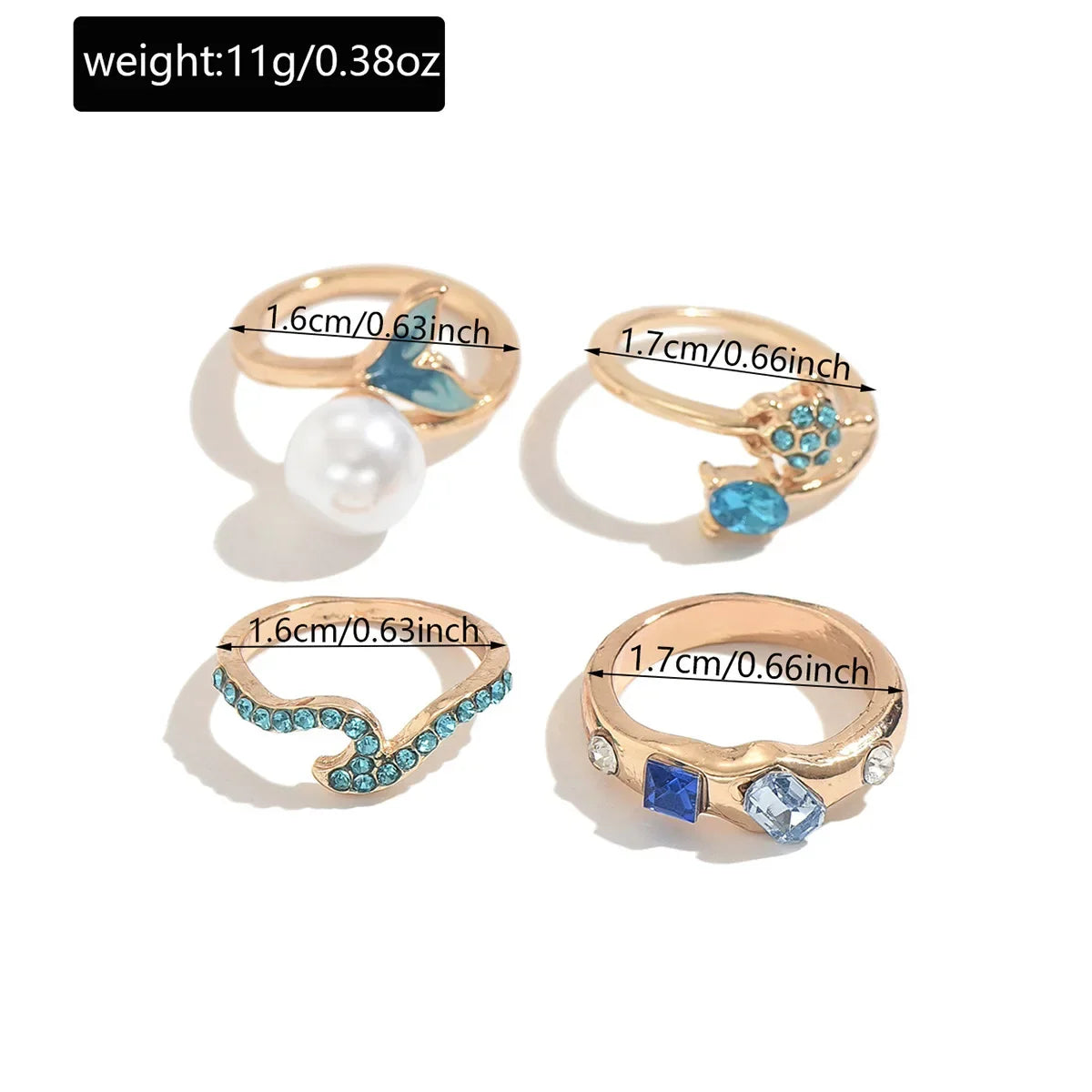 3pcs Set New Fashion 925 Sterling Silver Cute Guppy Ring Stacking Finger Ring, Animals Adjustable Open Rings Birthday Gift