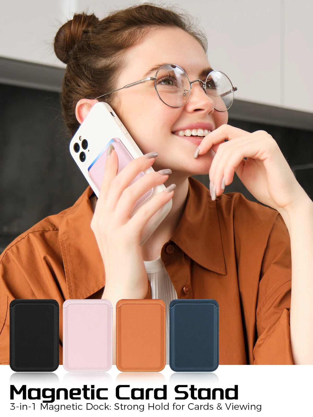 3 in 1 MagSafe Magnetic Leather Card Holder Foldable Phone Stand Wallet Case For iPhone 17 16 15 14 13 12 Pro Max Card Pocket
