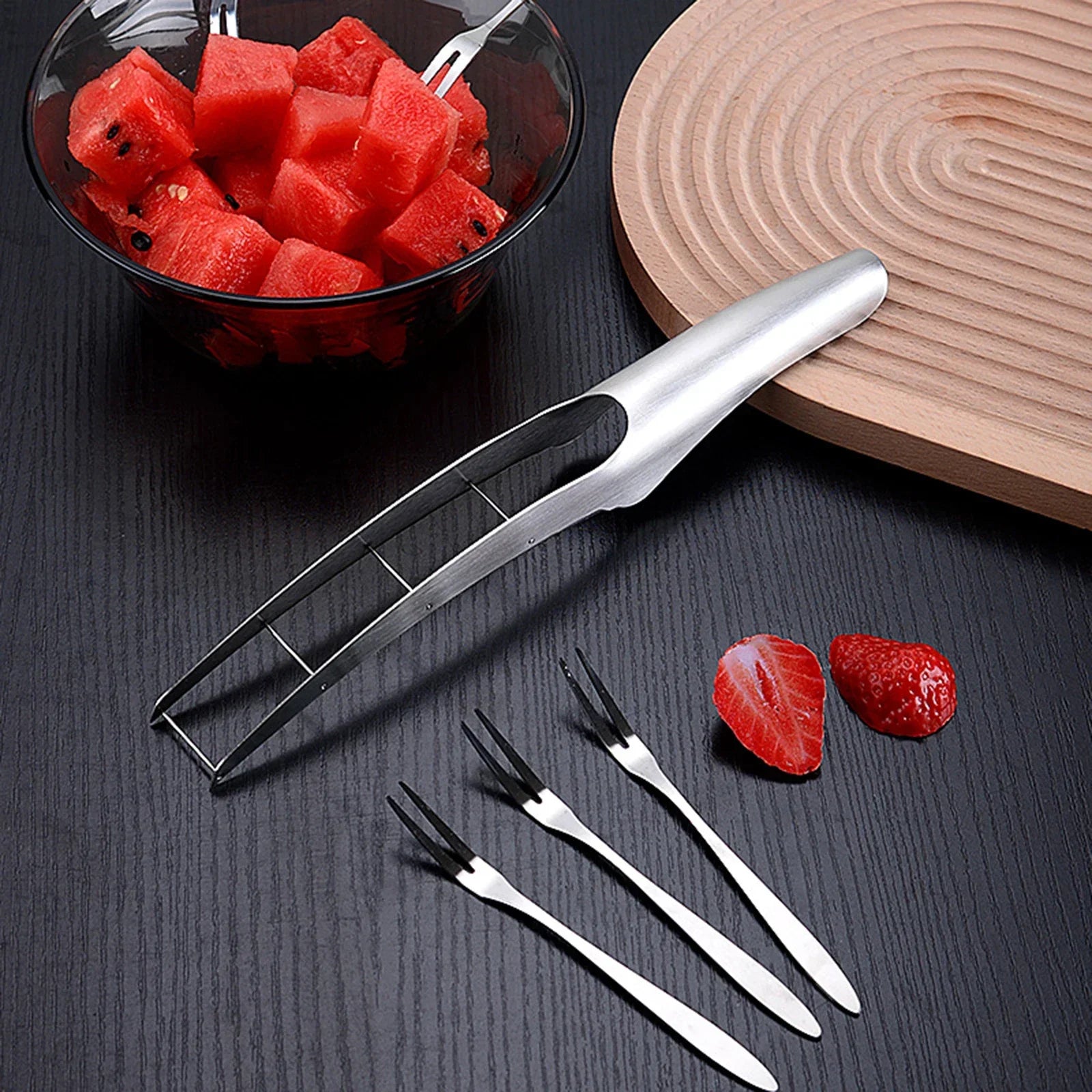 Watermelon Cutter 304 Stainless Steel Watermelon Dicing Cutter Manual Fruit Easy Segmentation Tools Home Use Kitchen Gadgets