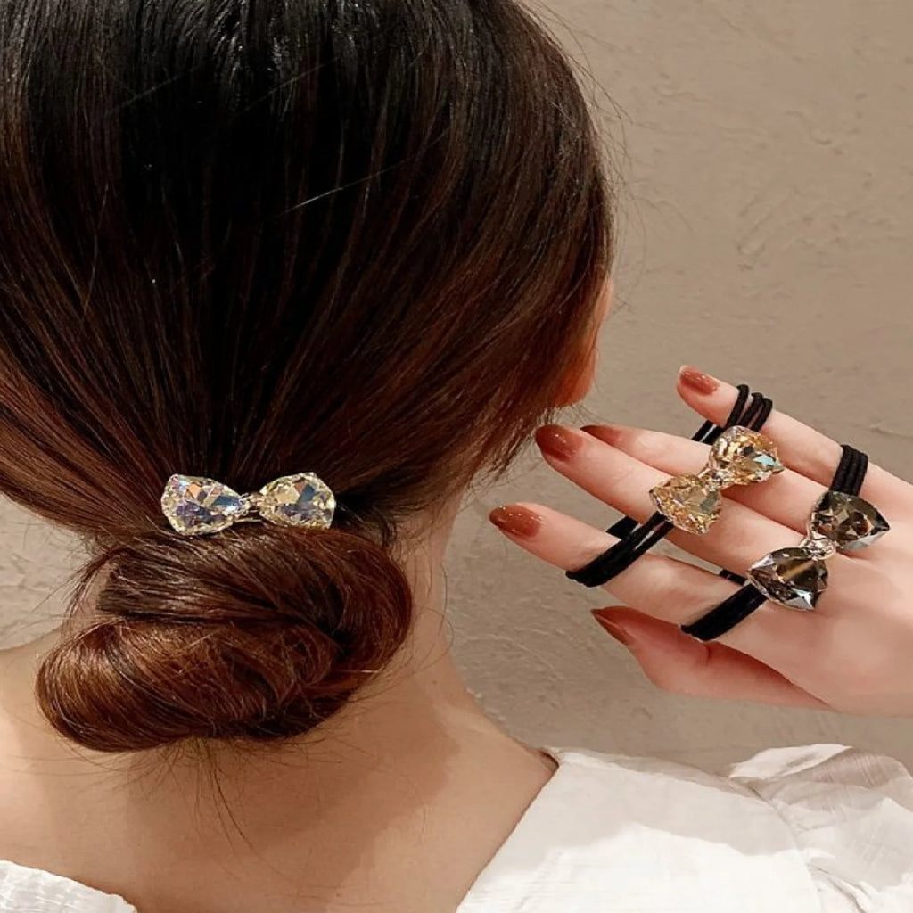 1PC Rhinestone Ribbon Headband High-value Simple Pillow Head Ribbon Hair Rope Tie Ponytail Hair Circle Headwear