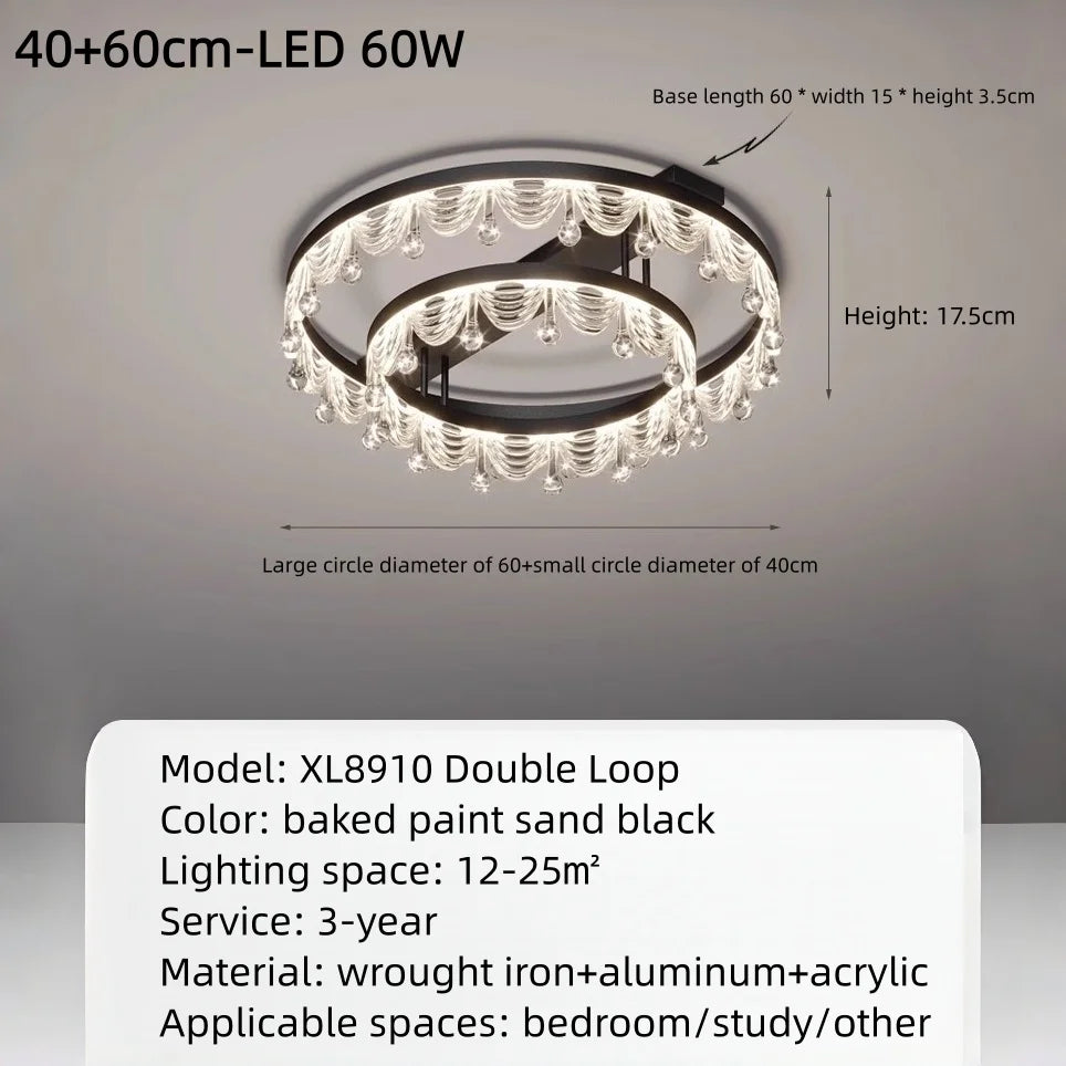 Ceiling Light LED Simple Modern Atmospheric Light Luxury Full Spectrum Eye Protection Room Lamp Use Suitable for Home Decoration