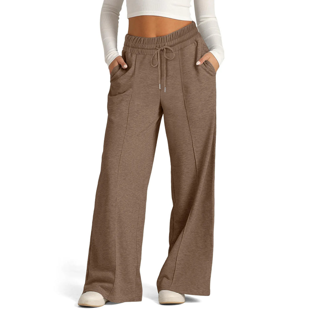 Womens Wide Leg Sweatpants High Waisted Baggy Flared Pants Drawstring Athletic Joggers Casual Daily Wear Loose Yoga Sports Pants