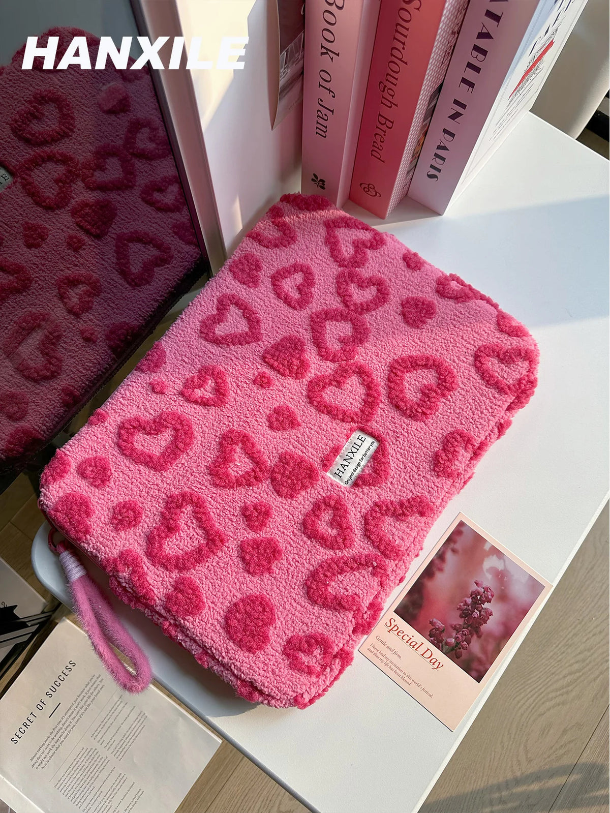 Plush Love Heart Laptop Bag iPad Tablet Bag 11/13/ 15inch Laptop Storage Bag