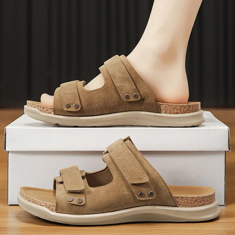 Men's Sandals Premium Comfortable Non-slip Brown Casual Outdoor Walking Beach Shoes For Adult
