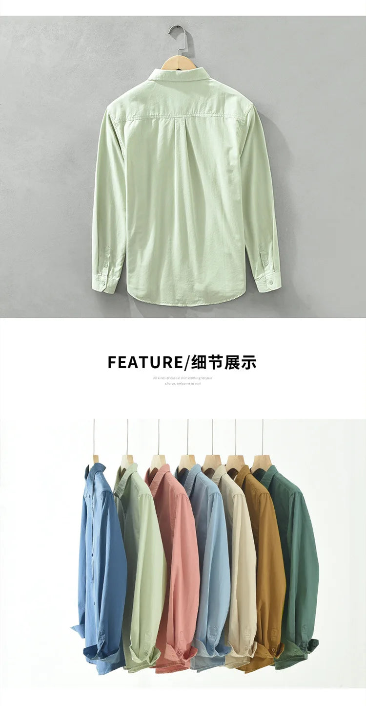 Men's Long-Sleeved Casual Shirt, Artistic Fresh Cotton Lapel Loose Shirt, Outdoor Camping Thin Coat, Cardigan Top