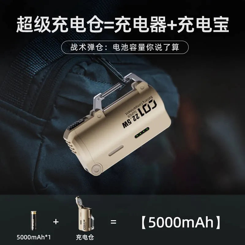 22.5W bidirectional fast charging outdoor power bank, replaceable battery, fast charging portable 5000mAh mini mobile power bank